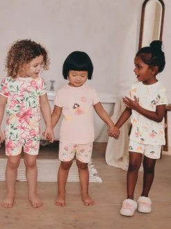 Nachtkleding En Pyjama's|Pyjama's|Next - Verpakking van 3 korte pyjama's (9mnd -10jr) Roze met elfjes