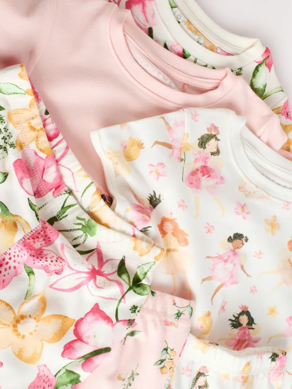Nachtkleding En Pyjama's|Pyjama's|Next - Verpakking van 3 korte pyjama's (9mnd -10jr) Roze met elfjes