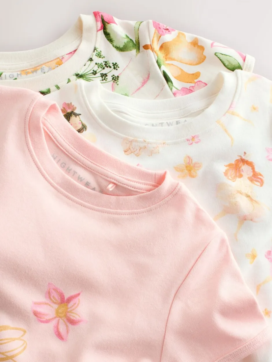 Nachtkleding En Pyjama's|Pyjama's|Next - Verpakking van 3 korte pyjama's (9mnd -10jr) Roze met elfjes