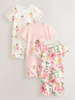 Nachtkleding En Pyjama's|Pyjama's|Next - Verpakking van 3 korte pyjama's (9mnd -10jr) Roze met elfjes