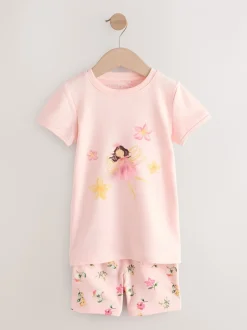 Nachtkleding En Pyjama's|Pyjama's|Next - Verpakking van 3 korte pyjama's (9mnd -10jr) Roze met elfjes