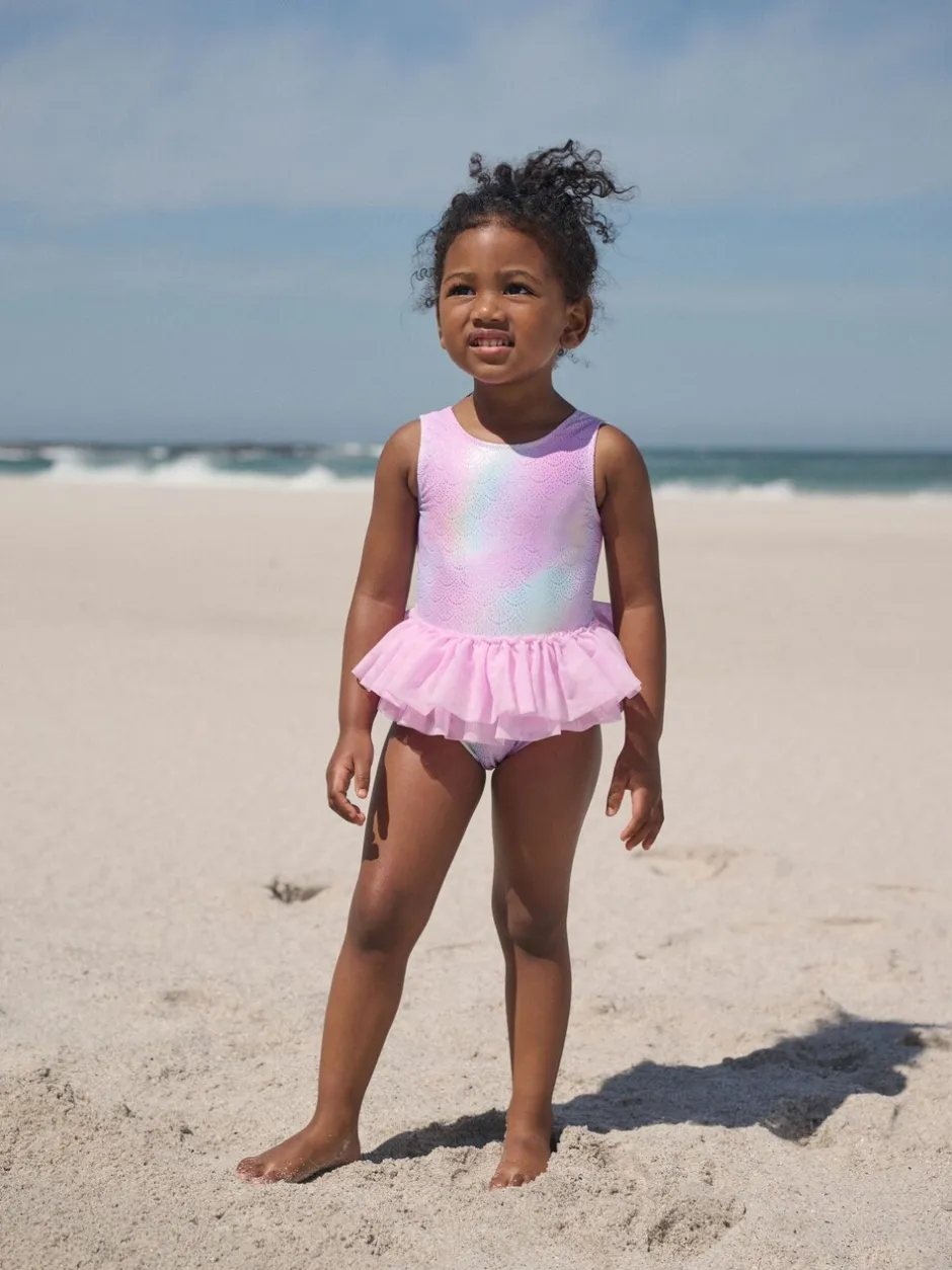 Badkleding|Badkleding*Next Roze met folieprint - Mesh Tutu Swimsuit (3mths-7yrs)