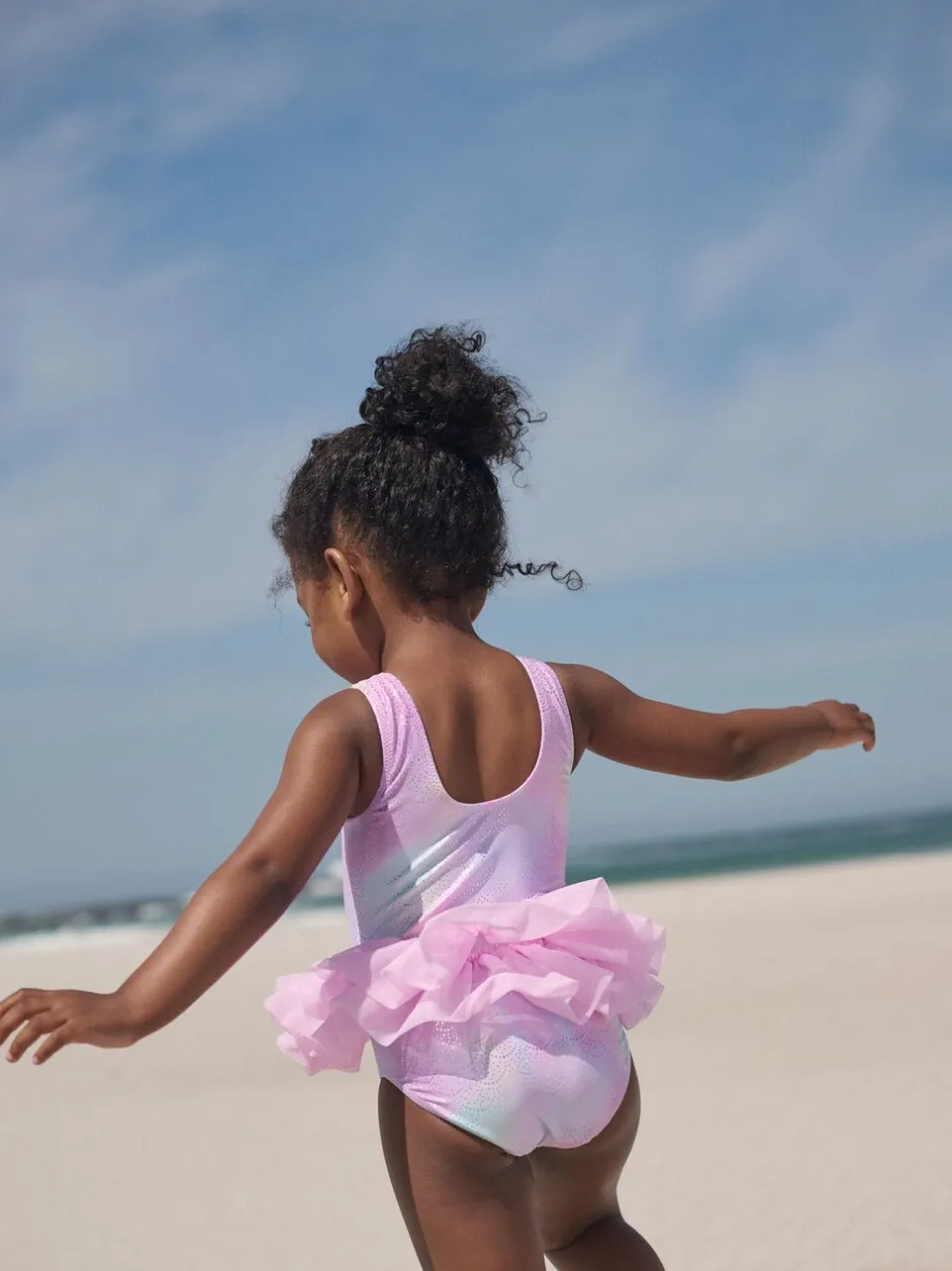 Badkleding|Badkleding*Next Roze met folieprint - Mesh Tutu Swimsuit (3mths-7yrs)