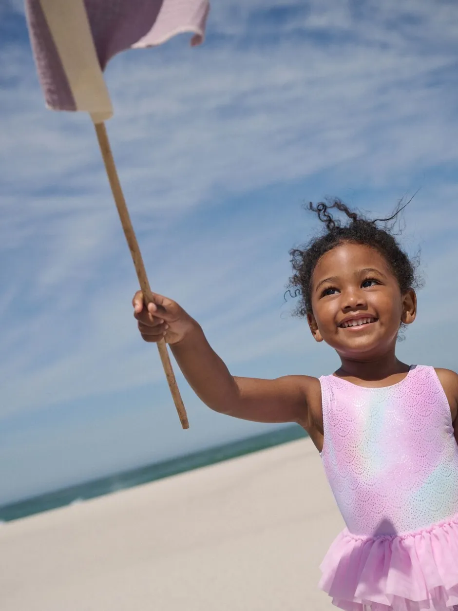 Badkleding|Badkleding*Next Roze met folieprint - Mesh Tutu Swimsuit (3mths-7yrs)