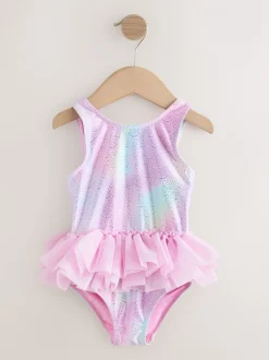Badkleding|Badkleding*Next Roze met folieprint - Mesh Tutu Swimsuit (3mths-7yrs)