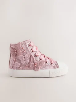 Sneakers|Next - Hoge sneakers Roze met glittervlinderprint