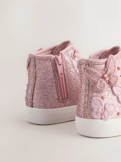 Sneakers|Next - Hoge sneakers Roze met glittervlinderprint
