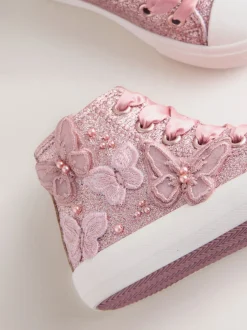 Sneakers|Next - Hoge sneakers Roze met glittervlinderprint