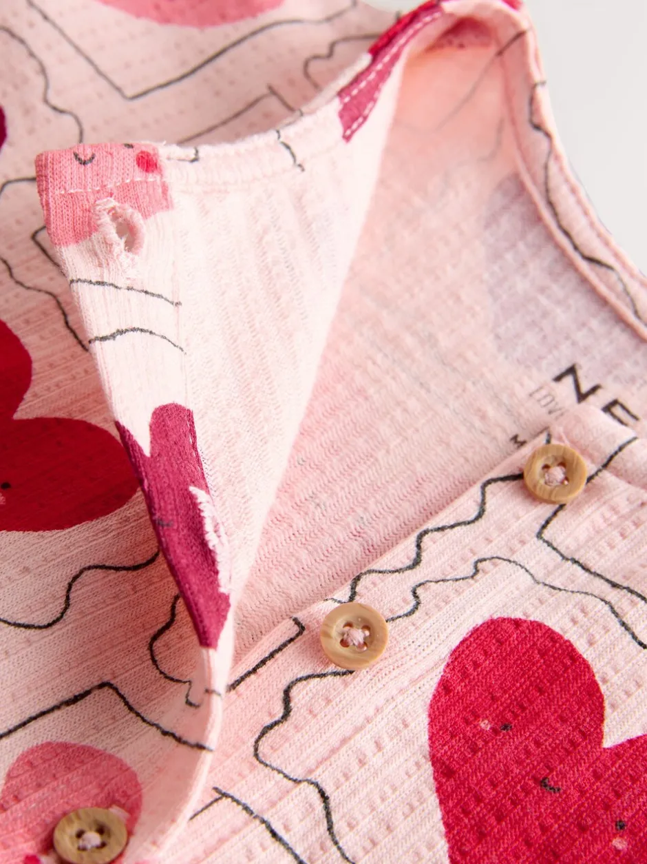 Jurken|Gelegenheidskleding|Next - Jersey jurk met lange mouwen (3 mnd-7 jr) Roze met hartjes
