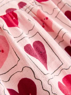 Jurken|Gelegenheidskleding|Next - Jersey jurk met lange mouwen (3 mnd-7 jr) Roze met hartjes