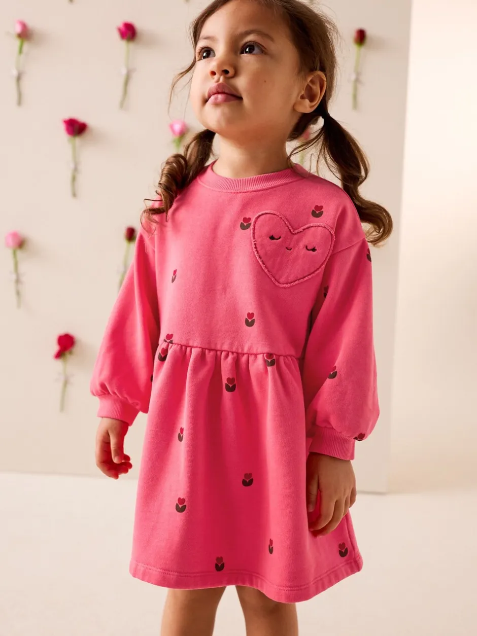 Truien En Breisels|Jurken|Next Roze met hartjes - Sweaterjurk (3 mnd-7 jr)