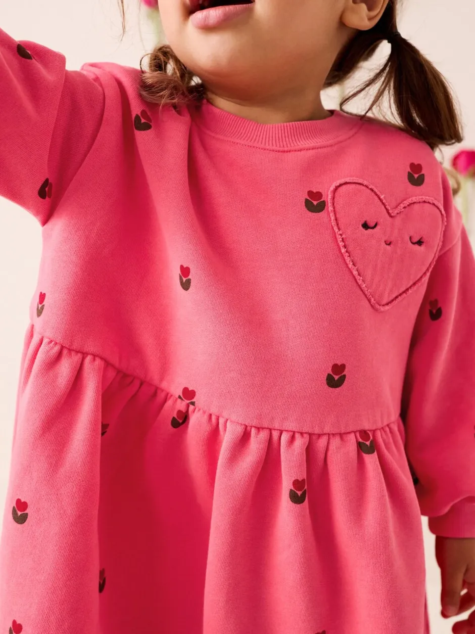 Truien En Breisels|Jurken|Next Roze met hartjes - Sweaterjurk (3 mnd-7 jr)