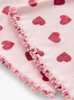 Broeken En Leggings|Next Roze met hartjesprint - Geribde uitlopende legging (3-16 jr)