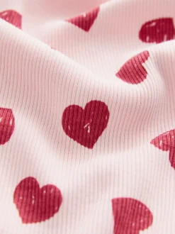 Broeken En Leggings|Next Roze met hartjesprint - Geribde uitlopende legging (3-16 jr)