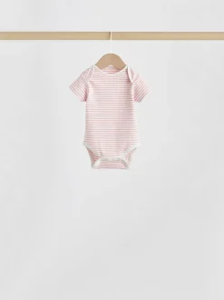 Rompertjes En Hemdjes*Next Roze met hartjesprint - Set van 5 babyrompertjes met korte mouwen