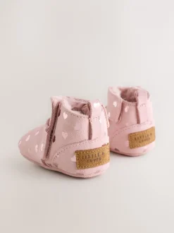 Boots|Next - Suède baby-instaplaarsjes (0-24mnd) Roze met hartjesprint