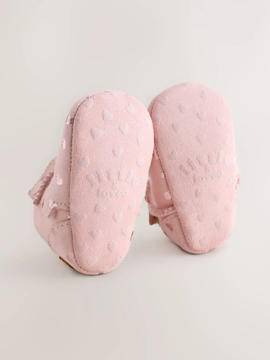 Boots|Next - Suède baby-instaplaarsjes (0-24mnd) Roze met hartjesprint
