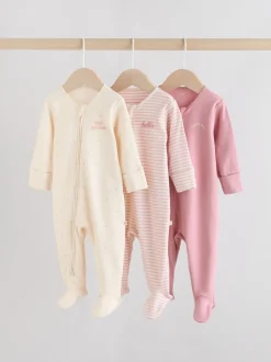 Multipacks|Babypakjes En Babypyjama's*Next Roze met hartjesprint - Verpakking van 3 babypyjama's met tweewegrits (0-2jr)