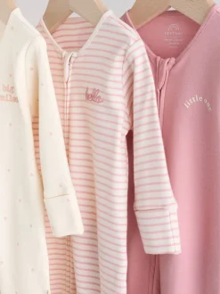 Multipacks|Babypakjes En Babypyjama's*Next Roze met hartjesprint - Verpakking van 3 babypyjama's met tweewegrits (0-2jr)