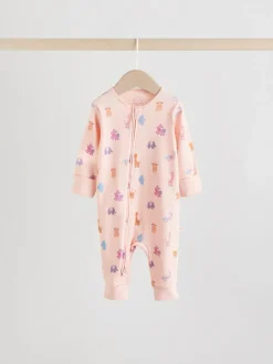 Babypakjes En Babypyjama's|Next Roze met karakteristieke dierenprint - Verpakking van 5 babyslaappakjes met tweewegrits (0 mnd - 3 jr)