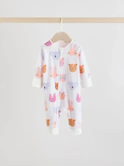 Babypakjes En Babypyjama's|Next Roze met karakteristieke dierenprint - Verpakking van 5 babyslaappakjes met tweewegrits (0 mnd - 3 jr)