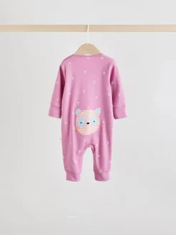 Babypakjes En Babypyjama's|Next Roze met karakteristieke dierenprint - Verpakking van 5 babyslaappakjes met tweewegrits (0 mnd - 3 jr)