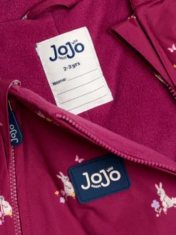 Jassen, Jacks En Kinderwagenpakjes|Jassen En Jacks|Jojo Maman Bébé - - Waterdicht regenpak met fleecevoering Roze met konijn- en bloemenprint