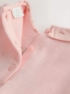 Gelegenheidskleding|Jurken*Next Roze met konijnen - Gebreide tweedelige babyjurk (0mnd-2jr)