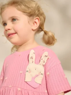 Jurken|Jurken*Next - Jersey zomerjurk (3mnd -7jr) Roze met konijnen