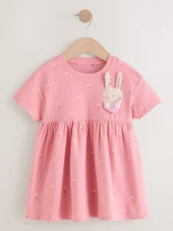 Jurken|Jurken*Next - Jersey zomerjurk (3mnd -7jr) Roze met konijnen