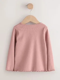 Tops|T-Shirts*Next - Long sleeve Embroidered Ribbed Top (3mths-7yrs) Roze met konijnen