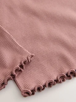 Tops|T-Shirts*Next - Long sleeve Embroidered Ribbed Top (3mths-7yrs) Roze met konijnen