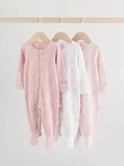 Multipacks|Babypakjes En Babypyjama's*Next Roze met konijnen - Verpakking van 3 babyslaappakjes met tweewegrits (0 mnd - 2 jr)