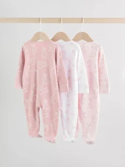 Multipacks|Babypakjes En Babypyjama's*Next Roze met konijnen - Verpakking van 3 babyslaappakjes met tweewegrits (0 mnd - 2 jr)