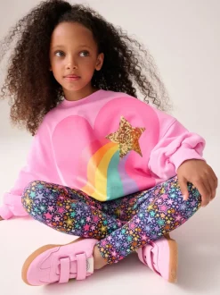 Sweaters En Hoody´S|Little Bird by Jools Oliver - 2 Piece Jumper and Leggings Set Roze met regenbooghartjes