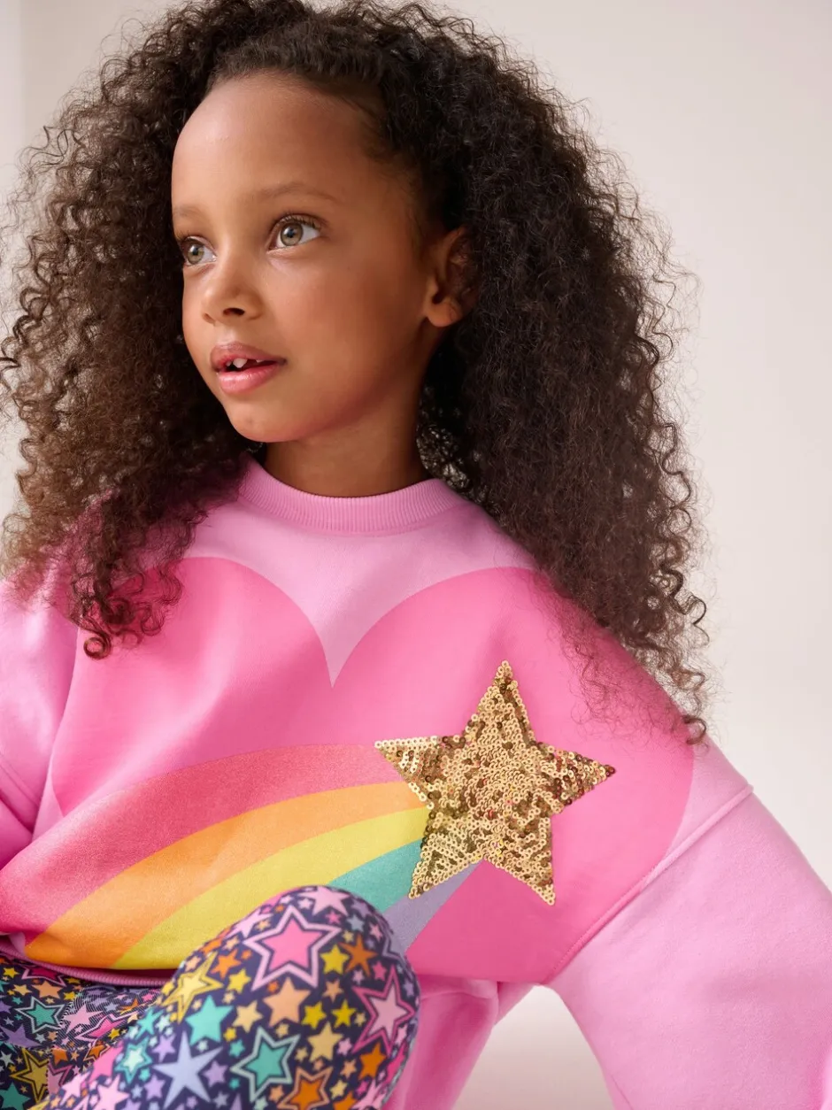 Sweaters En Hoody´S|Little Bird by Jools Oliver - 2 Piece Jumper and Leggings Set Roze met regenbooghartjes