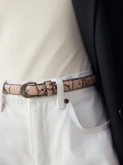 Ceintuurs|Next Roze met slangenprint - Smalle PU-riem