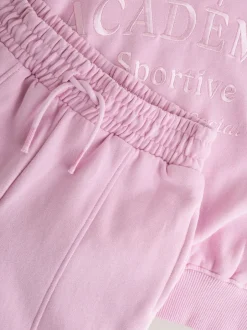 Sets En Outfits|Sweaters En Hoody´S|Next - Set van sweatshirt en joggingbroek met wijde pijpen (3-16jr) Roze met slogan