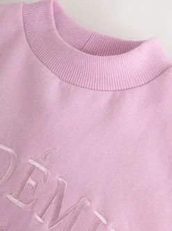 Sets En Outfits|Sweaters En Hoody´S|Next - Set van sweatshirt en joggingbroek met wijde pijpen (3-16jr) Roze met slogan
