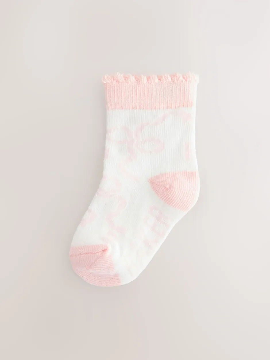 Sokken En Panty's|Baker by Ted Baker - Meisjes Sokken verpakking van 5 Roze met strik