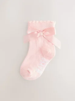 Sokken En Panty's|Baker by Ted Baker - Meisjes Sokken verpakking van 5 Roze met strik