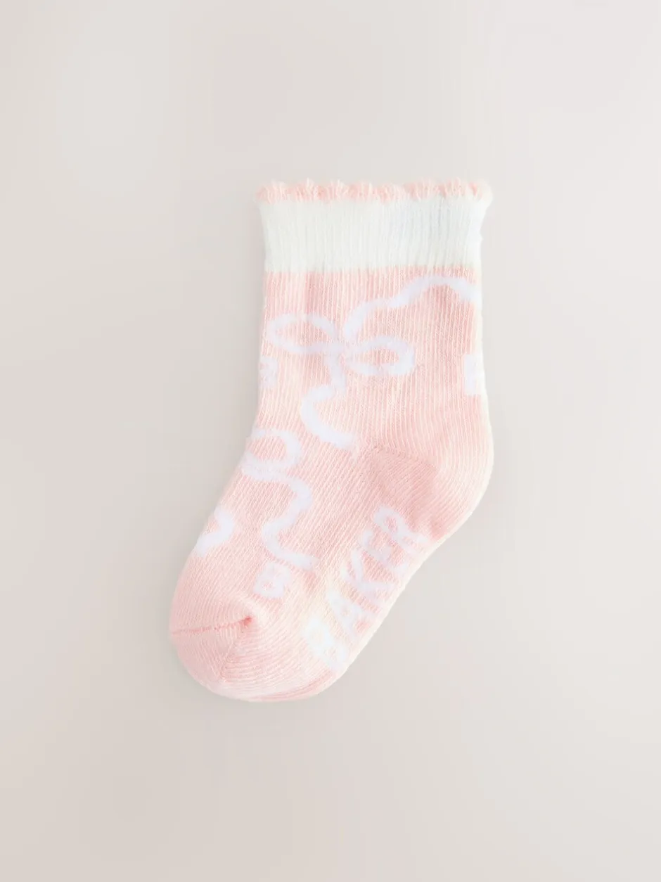 Sokken En Panty's|Baker by Ted Baker - Meisjes Sokken verpakking van 5 Roze met strik