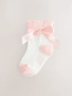 Sokken En Panty's|Baker by Ted Baker - Meisjes Sokken verpakking van 5 Roze met strik