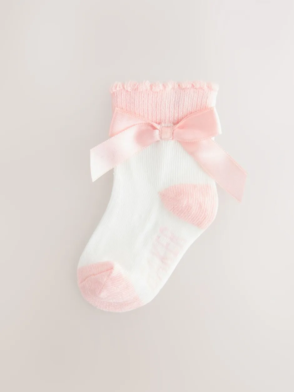 Sokken En Panty's|Baker by Ted Baker - Meisjes Sokken verpakking van 5 Roze met strik