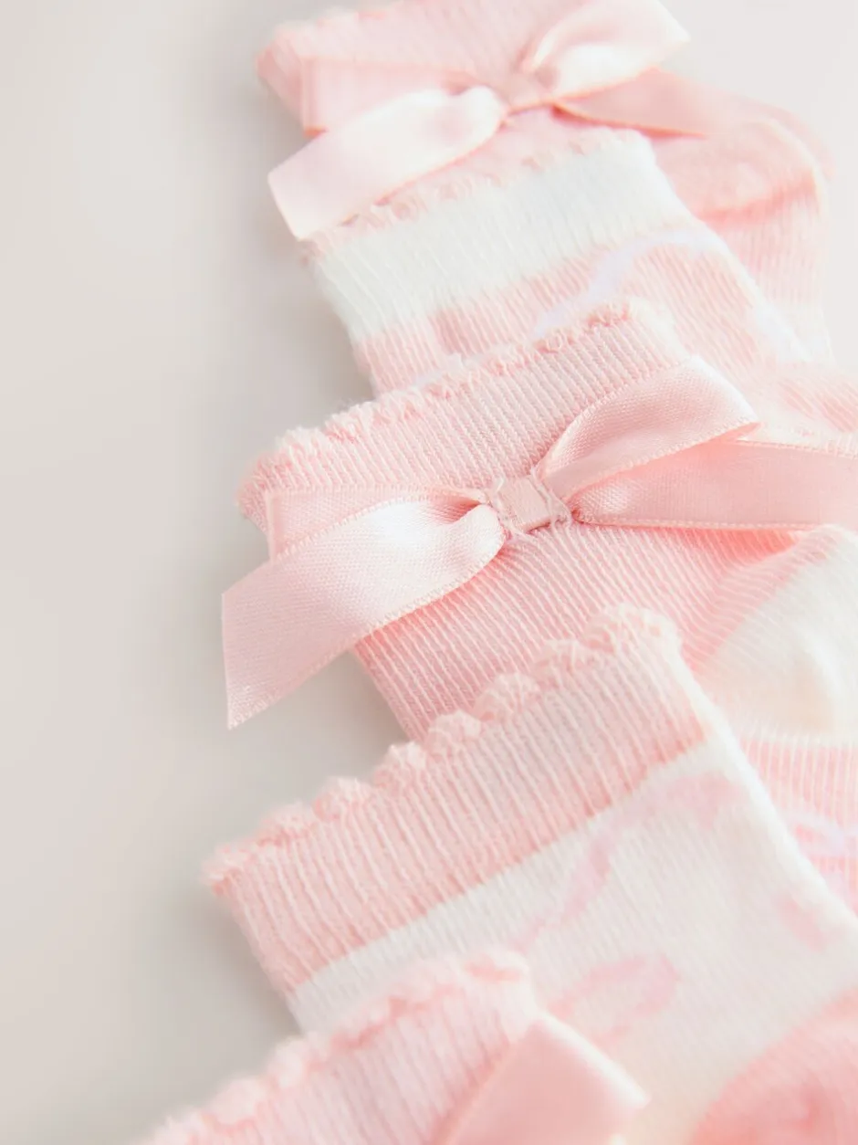 Sokken En Panty's|Baker by Ted Baker - Meisjes Sokken verpakking van 5 Roze met strik