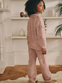 Nachtkleding En Pyjama's|Pyjama's*Next - Fleece Jacquard Pyjama's Set 2 Pieces (2-16jr) Roze met strik