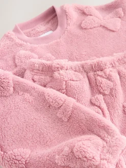 Nachtkleding En Pyjama's|Pyjama's*Next - Fleece Jacquard Pyjama's Set 2 Pieces (2-16jr) Roze met strik