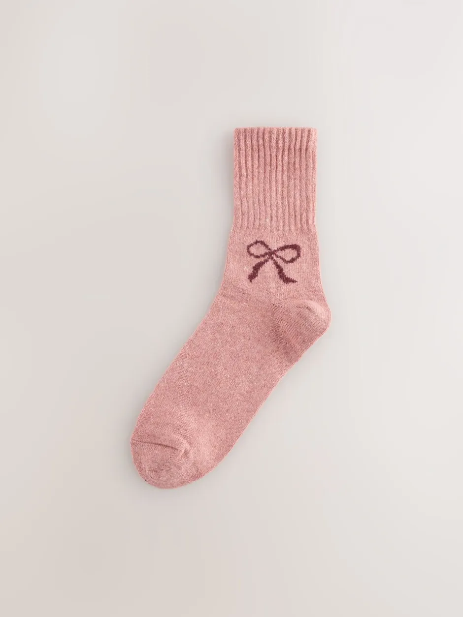 Sokken En Panty's*Next Roze met strikjes - Thermische enkelsokken van wol-zijdemix verpakking van 3