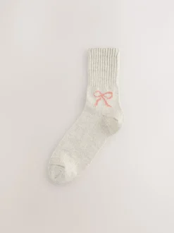 Sokken En Panty's*Next Roze met strikjes - Thermische enkelsokken van wol-zijdemix verpakking van 3