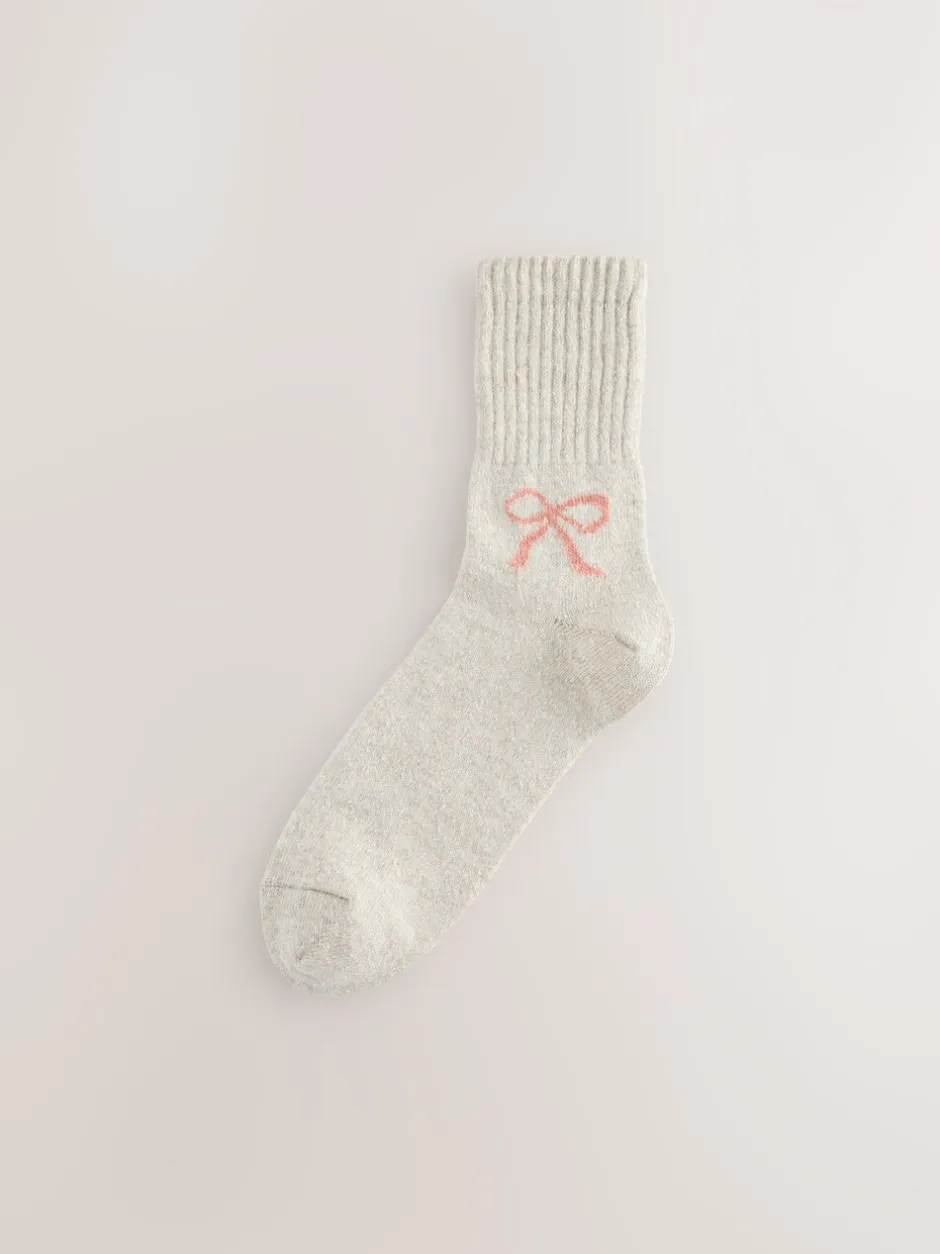 Sokken En Panty's*Next Roze met strikjes - Thermische enkelsokken van wol-zijdemix verpakking van 3